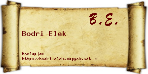 Bodri Elek névjegykártya